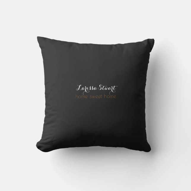 home sweet home simple & personalized black outdoor pillow (Front)