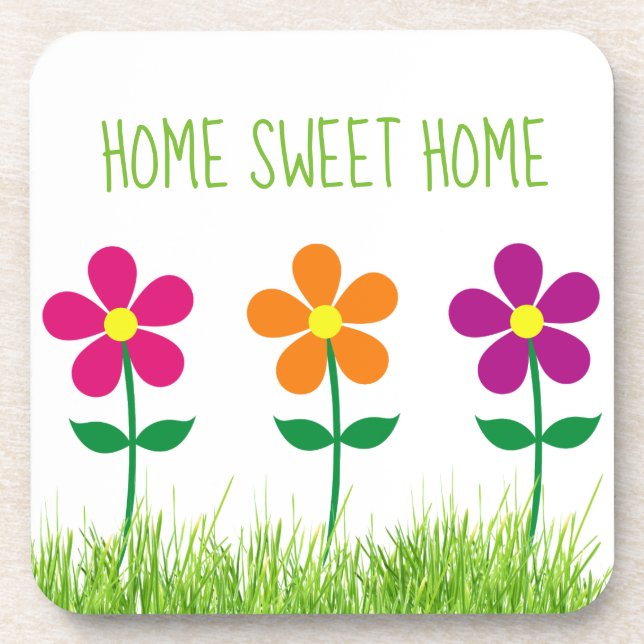 Home Sweet Home Spring Flowers Beverage Coaster (Front)