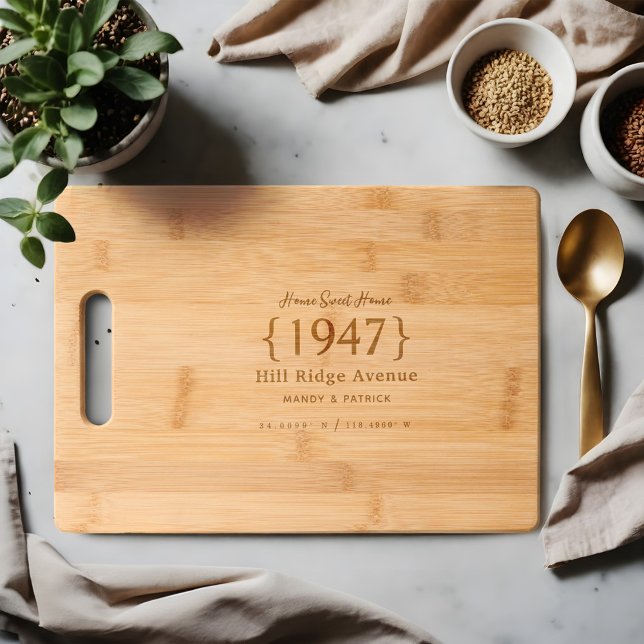 Home Sweet Home Street Number Address & Name Engraved Cutting Board (Home Sweet Home Street Number Address & Name Cutting Board)