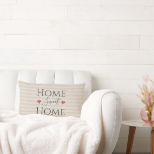 Home Sweet Home Stylish Modern Typography Tan Lumbar Pillow