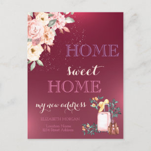 Home Sweet Home,Suitcase Floral New Address Announcement Postcard