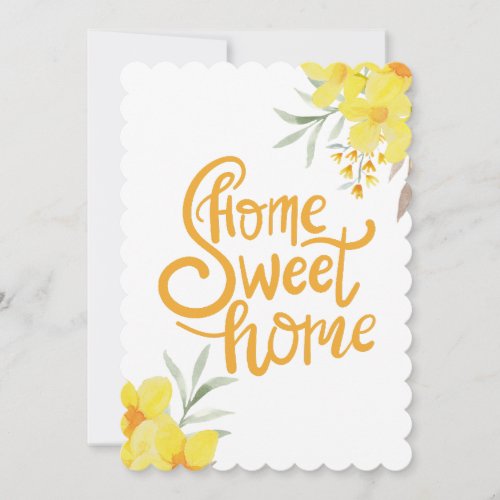 Home Sweet Home Summer Flowers Chic Housewarming  Card