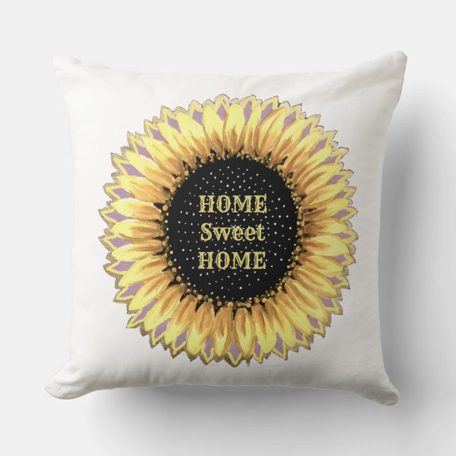 Home Sweet Home Sunflower Throw Pillow (Front)
