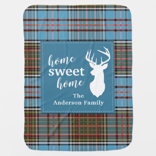 Home Sweet Home Tartan Anderson Plaid Personalized Baby Blanket