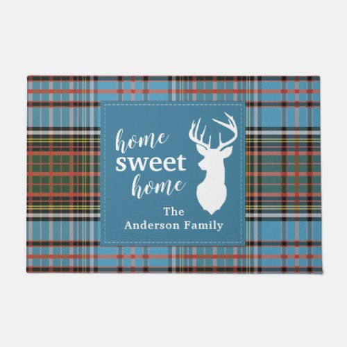 Home Sweet Home Tartan Anderson Plaid Personalized Doormat