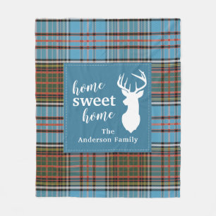 Home Sweet Home Tartan Anderson Plaid Personalized Fleece Blanket