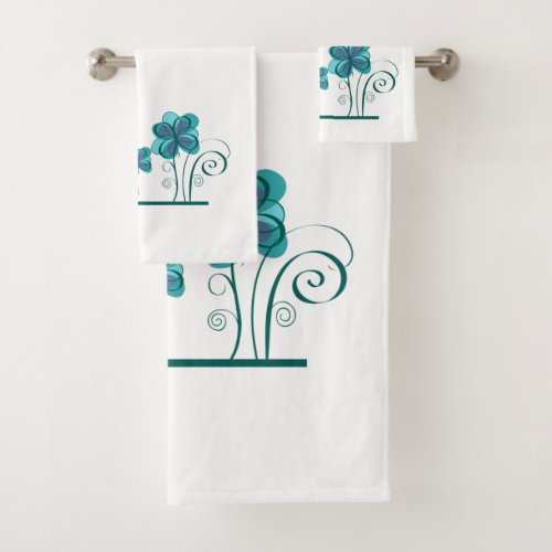 Home Sweet Home Text Watercolor Florals Teat White Bath Towel Set