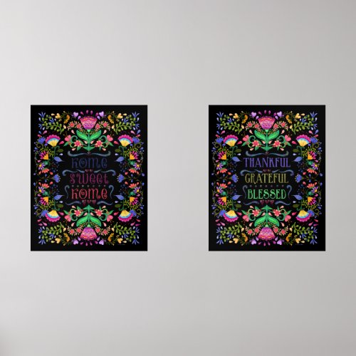 Home Sweet Home Thankful Grateful Blessed Folkart Wall Art Sets