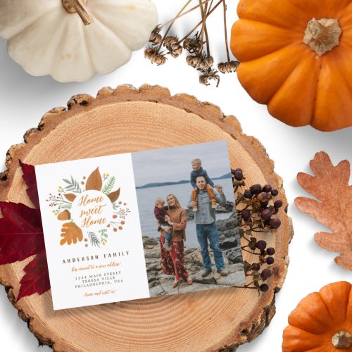 Home Sweet Home Thanksgiving Photo Moving Announcement Postcard