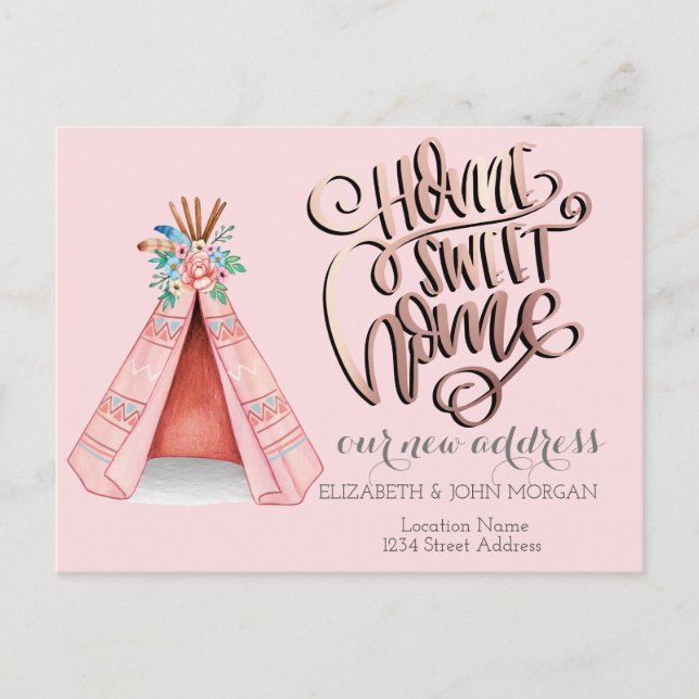 Home Sweet Home,Tribal Tent Boho Announcement (Front)