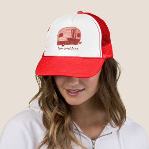 Home Sweet Home -Vintage Camper Trailer Watercolor Trucker Hat