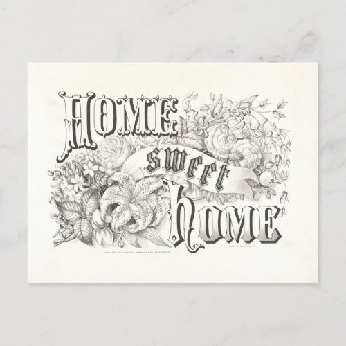 Home Sweet Home Vintage Currier  Ives Lithograph Postcard
