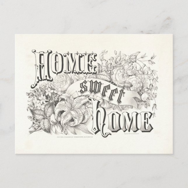 Home Sweet Home Vintage Currier & Ives Lithograph Postcard (Front)