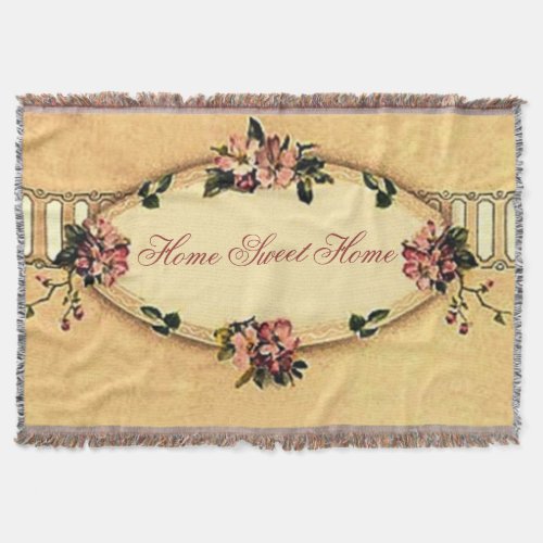 Home Sweet Home Vintage Dogwood Afghan Throw Blanket