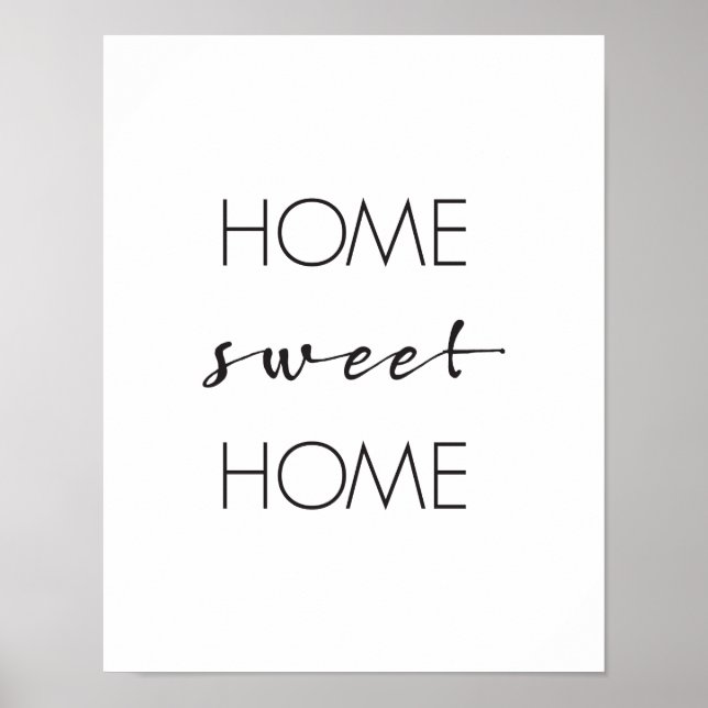 Home Sweet Home, Wall Art Print, Typography Poster (Front)