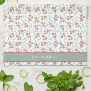 Home Sweet Home Watercolor Floral Pattern Kitchen Towel