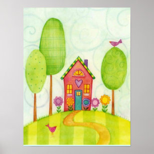 home sweet home watercolor print