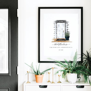 Home Sweet Home Watercolor White Hamptons Door Poster