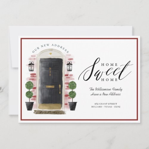 Home Sweet Home Weve Moved Black Watercolor Door Announcement