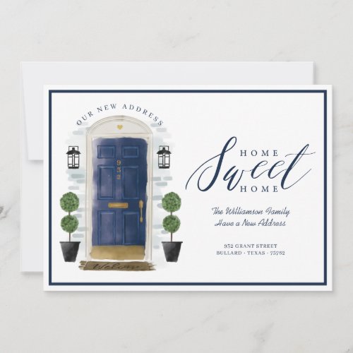 Home Sweet Home _ Weve Moved Blue Watercolor Door Announcement