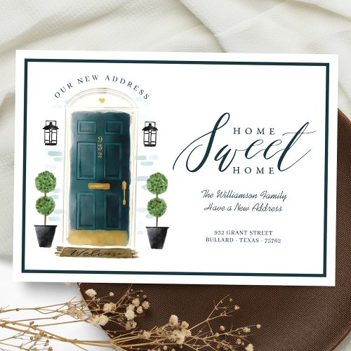 Home Sweet Home Weve Moved Green Watercolor Door Announcement