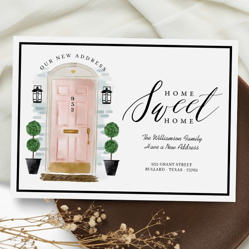 Home Sweet Home _ Weve Moved Pink Watercolor Door Announcement
