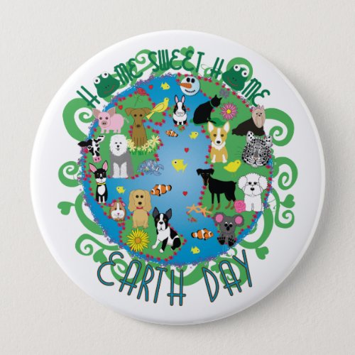 Home Sweet Home Whimsical Animals Earth Day Button