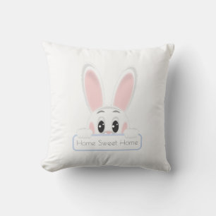 Home Sweet Home White Bunny Throw Pillow