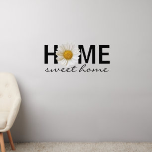 Home Sweet Home White Daisy Typography Wall Decal