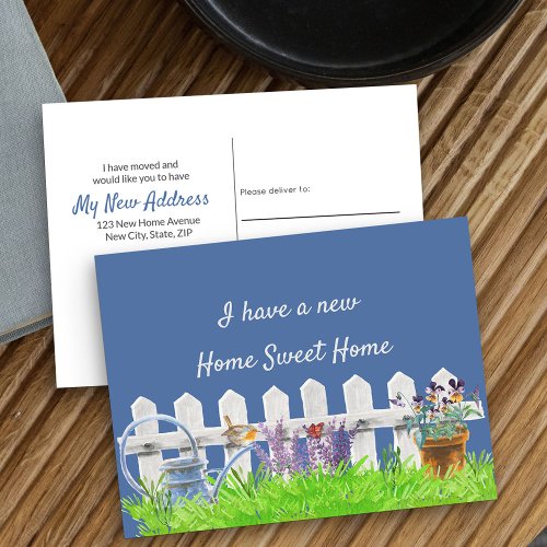 Home Sweet Home White Picket Fence I have Moved Announcement Postcard