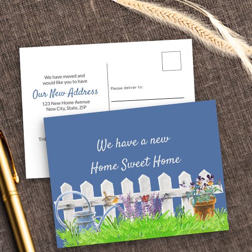 Home Sweet Home White Picket Fence Our New Address Announcement Postcard