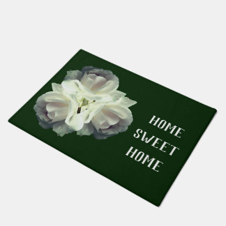 Home Sweet Home White Roses Bouquet Doormat