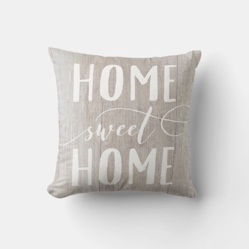 Home Sweet Home White Washed Wood Accent Pillow
