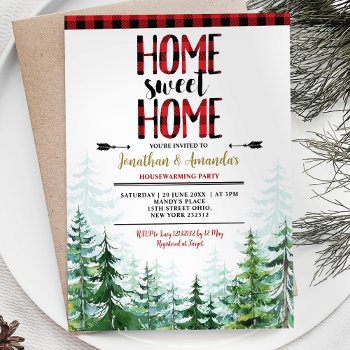 Home Sweet Home Winter Lumberjack House Warming Invitation by HappyPartyStudio at Zazzle