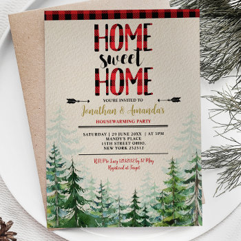 Home Sweet Home Winter Lumberjack House Warming Invitation by HappyPartyStudio at Zazzle
