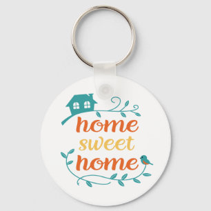 Home Sweet Home with Bird and House Keychain