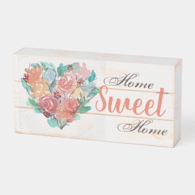 Home Sweet Home-Wood Box Sign (Angled Horizontal)
