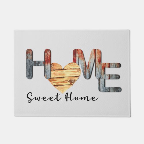 Home Sweet Home Wood Heart Pattern Doormat
