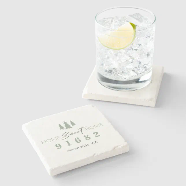 Thankyou！ Home Sweet Home Zip Code Stone Coaster | Zazzle
