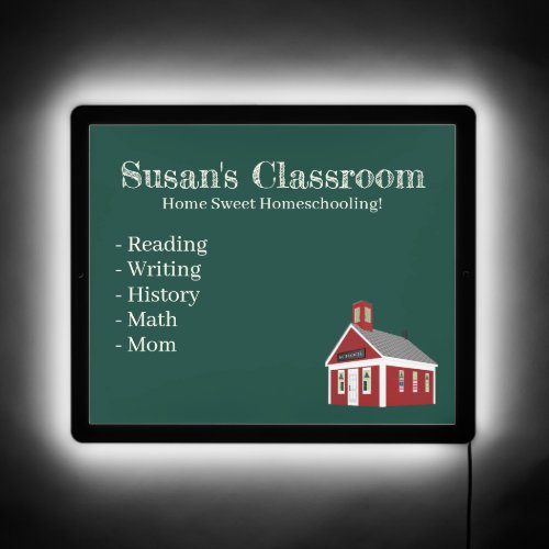 Home Sweet Homeschooling Schoolhouse Chalkboard LED Sign