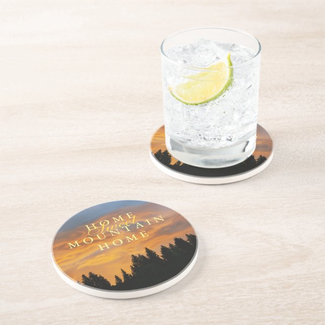 Home Sweet Mountain Home Drink Coaster (Side)