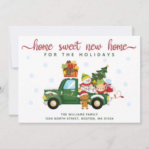 Home Sweet New Home Vintage Green Truck Moving Announcement