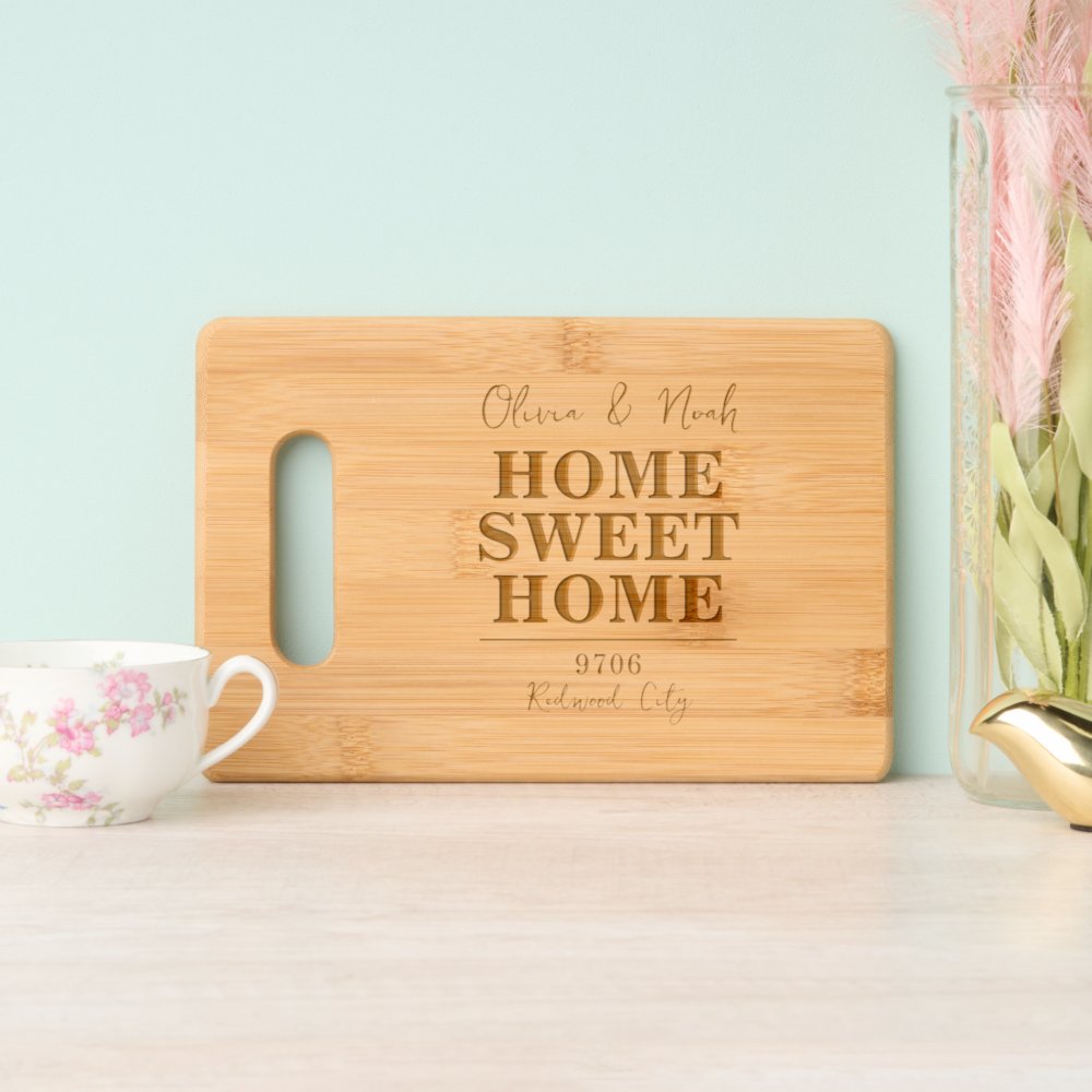Disover Home Sweet Script Address Cutting Board