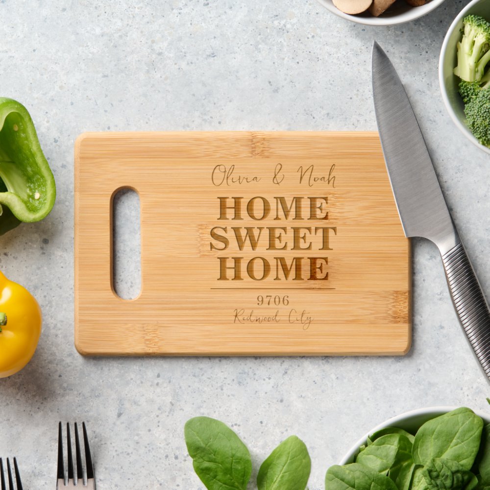 Disover Home Sweet Script Address Cutting Board