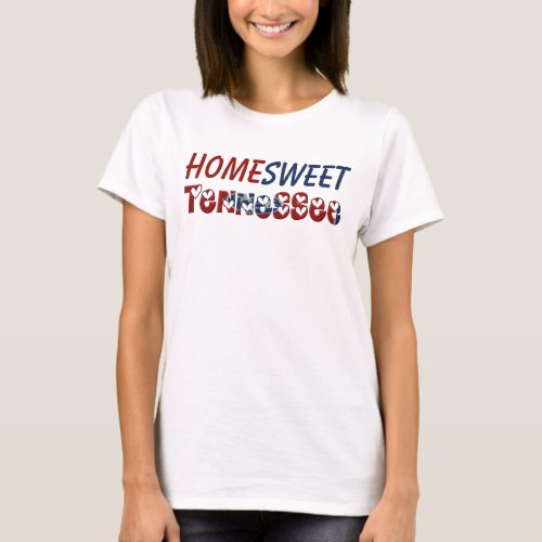 Home Sweet Tennessee Cute State Flag Hearts T_Shirt
