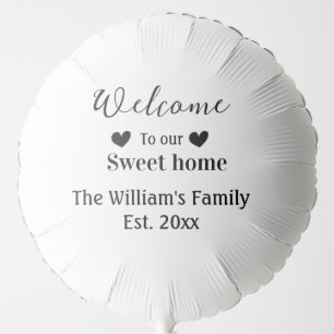 Home sweet welcome add family name year d balloon