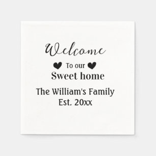 Home sweet welcome add family name year d napkins