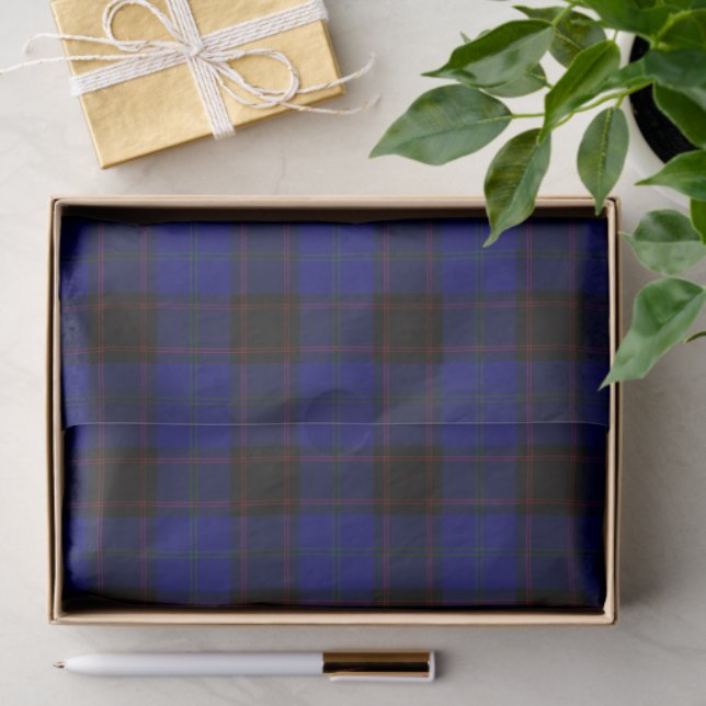 Home tartan blue black plaid tissue paper (Gift)