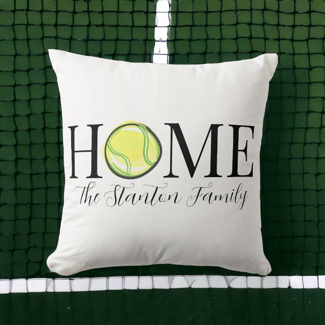 Home Tennis Ball Family Name Throw Pillow (Creator Uploaded)
