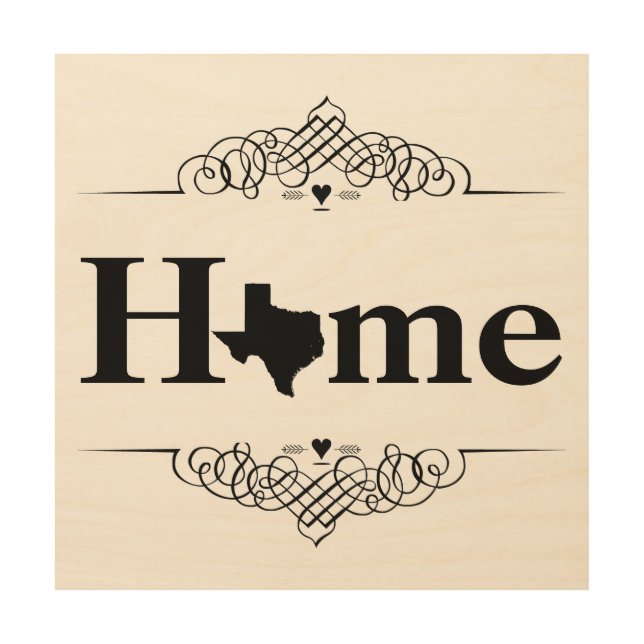 Home Texas Map Wood Wall Art (Front)